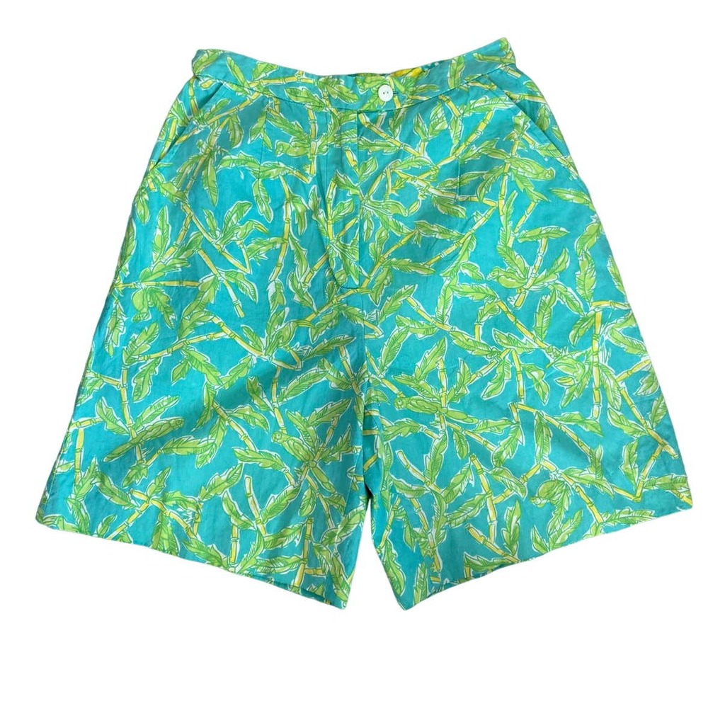 Lilly Pulitzer Vintage Bamboo Parrot High Waisted Bermuda Shorts Sz 4